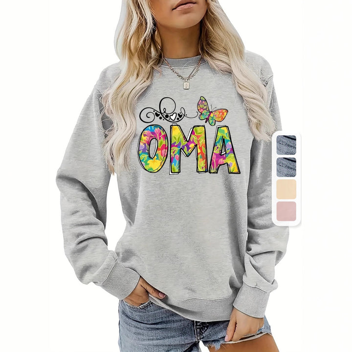 Kvinders sweatshirt med kreativ botanisk tryk Stilla