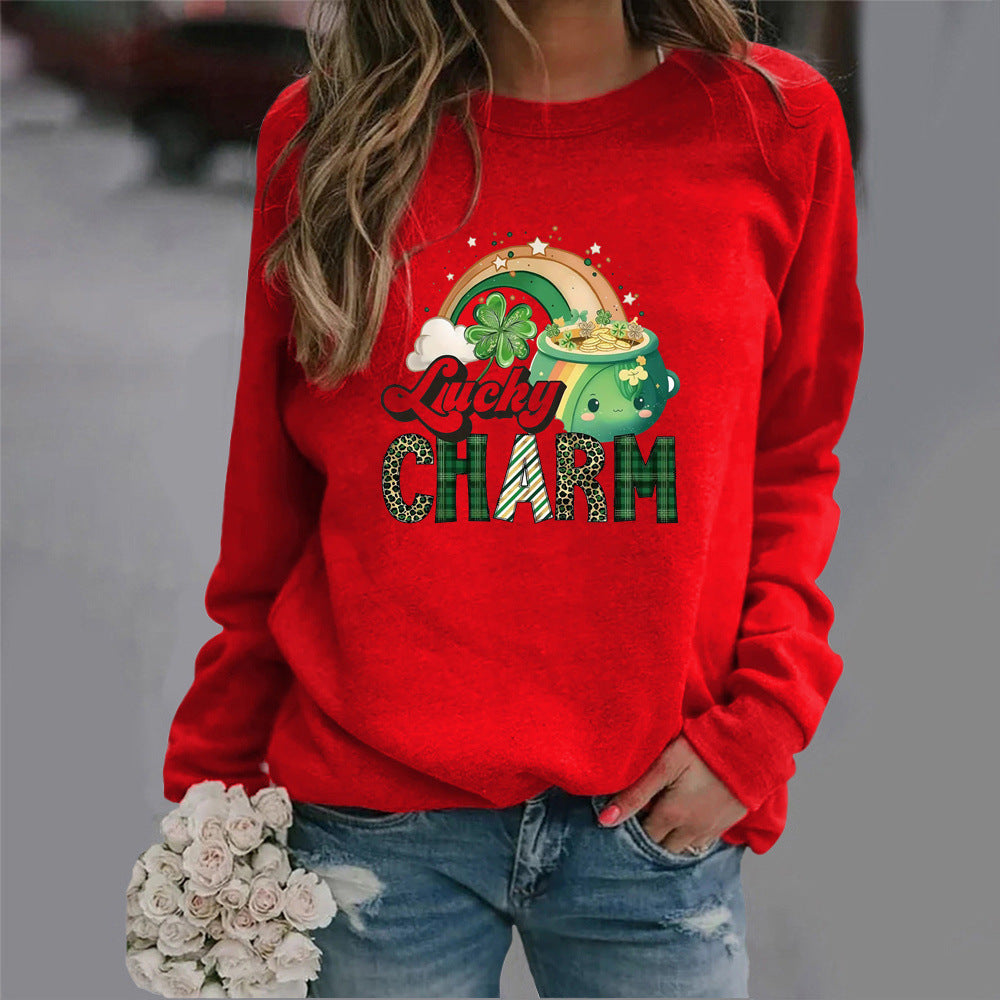 Kvinders sweatshirt med kreativt heldig motiv Stilla