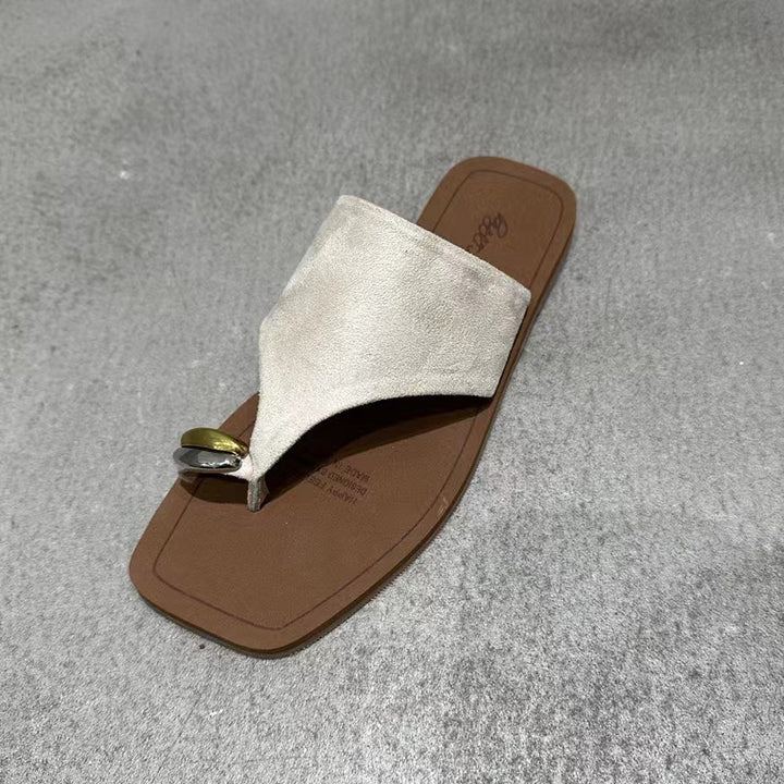 Dame Mode Flip-Flops med Metalldetalje Stilla