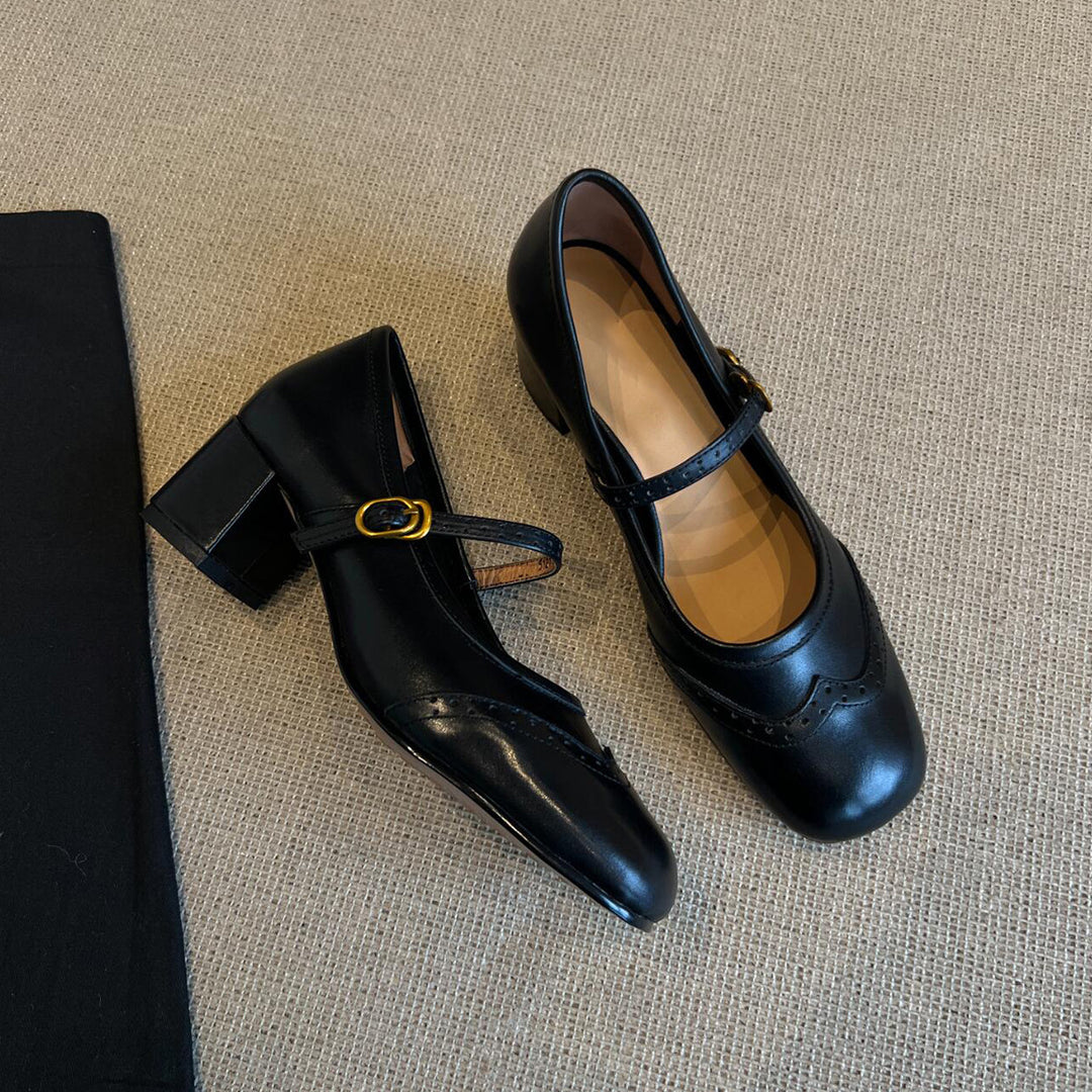 Dame elegante Mary Jane sko med dekorativ rem Stilla
