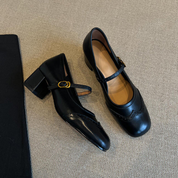 Dame elegante Mary Jane sko med dekorativ rem Stilla