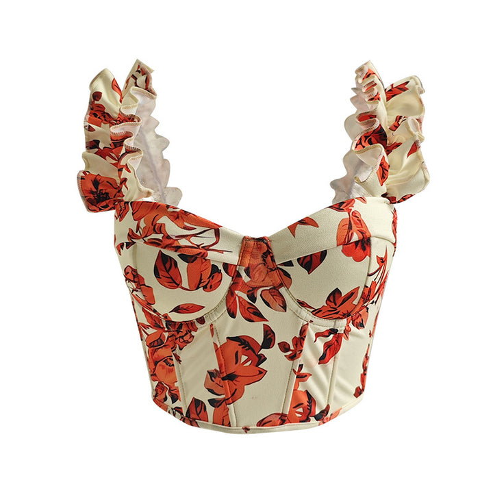 Dame Bustier i romantisk floral design med ruffled detaljer Stilla