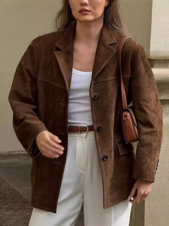 Dame Suede-look Blazerjakke med moderne snit Stilla