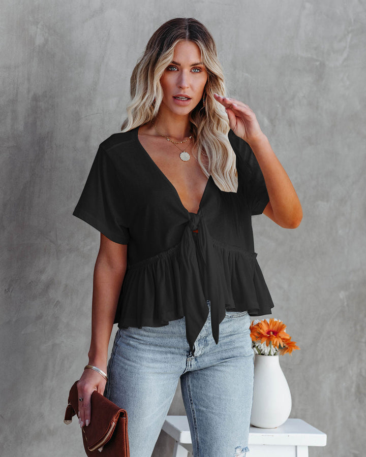 Damebluse med afslappet snit og rynker Stilla