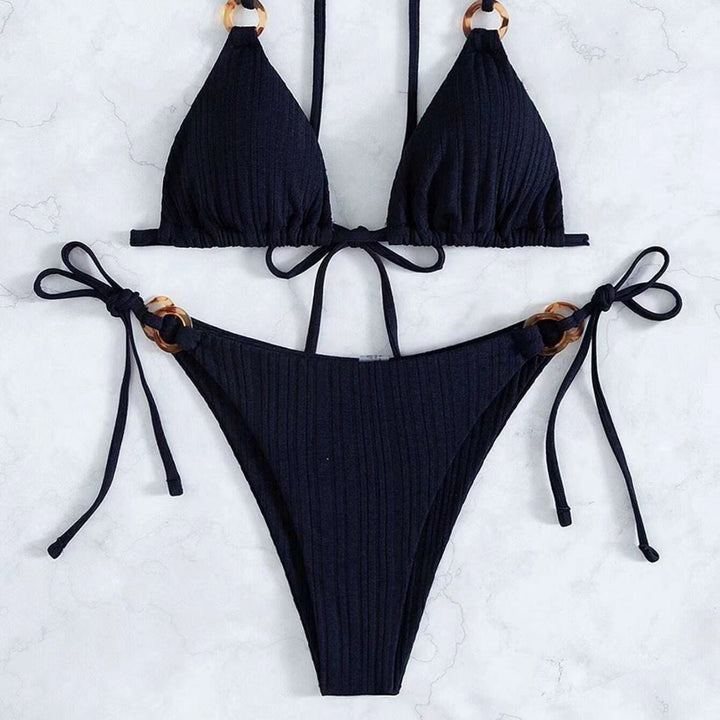 Dame bikini-sæt med justerbare stropper og fint ribbet materiale Stilla