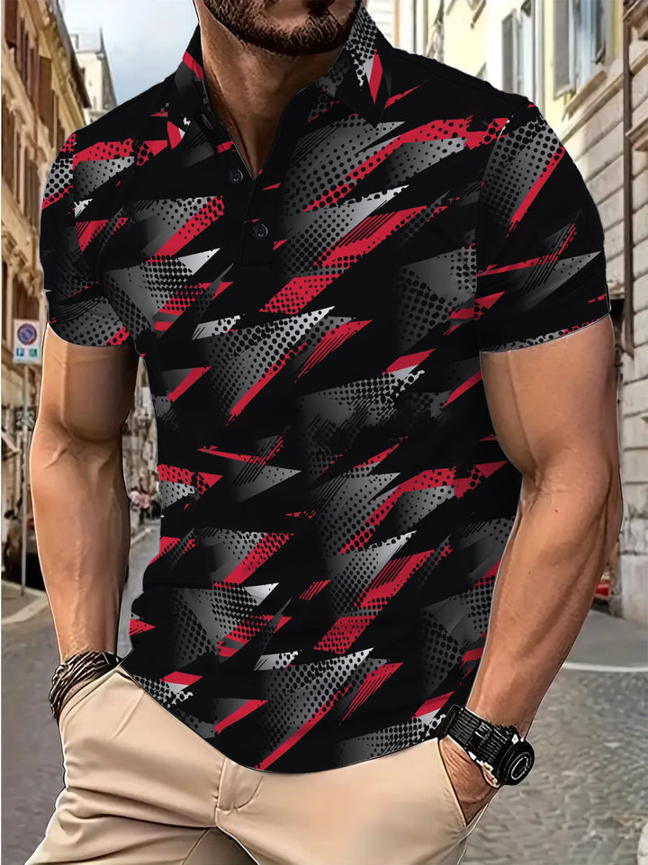 Herren Poloshirt med moderne dynamisk grafikdesign Stilla