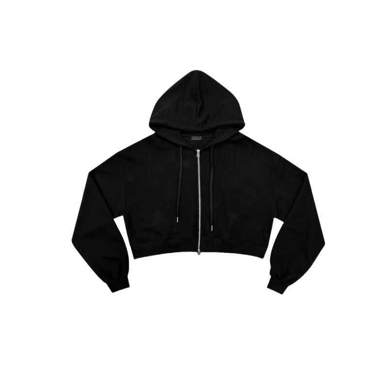 Kvinders cropped hoodie med lynlås og elastiske manchetter Stilla