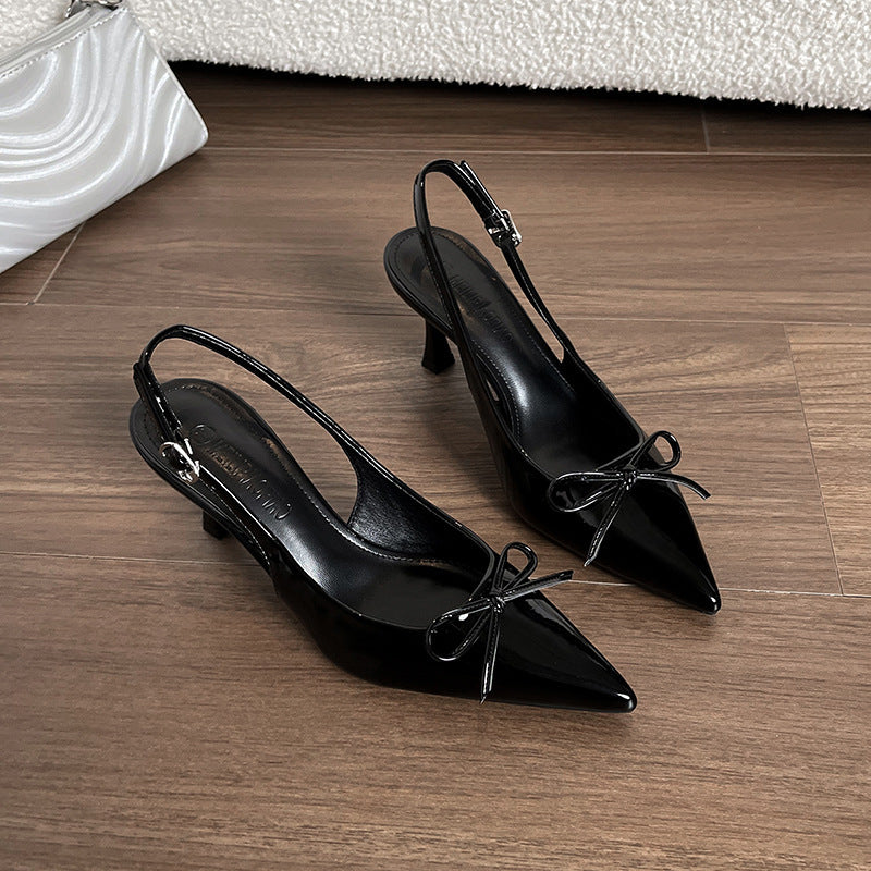 Dame Patentreifen Slingback hæle med dekorativt sløjfe-detalje Stilla