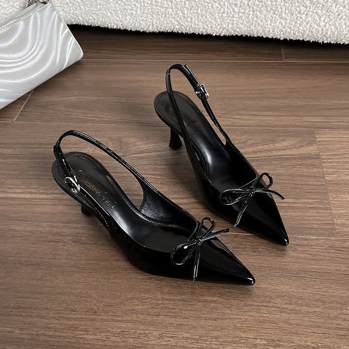 Dame Patentreifen Slingback hæle med dekorativt sløjfe-detalje Stilla
