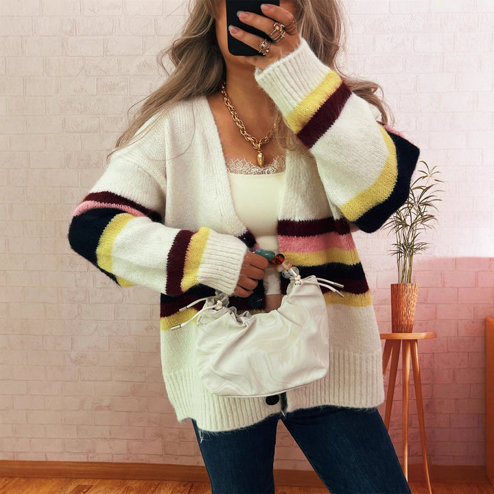 Kvinder hyggelig cardigan med elegante striber Stilla