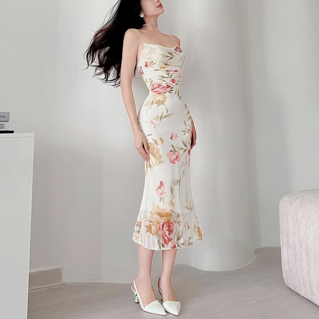 Dame Elegante Blomster Midi Kjole Stilla