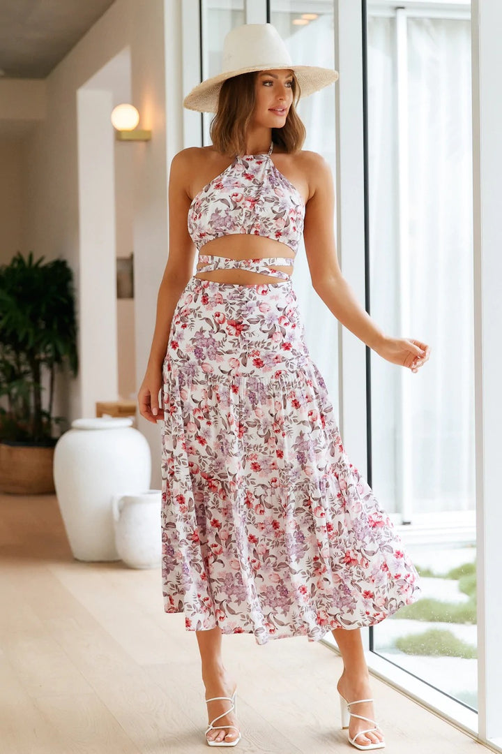 Dame Floral Tryk To-delt Kjole Stilla