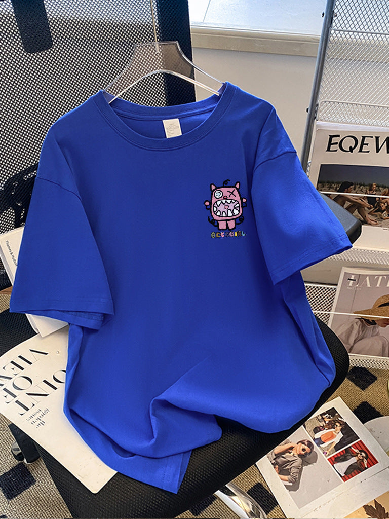 Dame T-shirt med kunstnerisk cartoon-motiv og afslappet snit Stilla