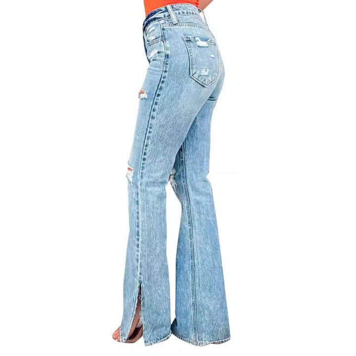 Dame Flared Jeans med trendy Ripped-design og høj talje Stilla