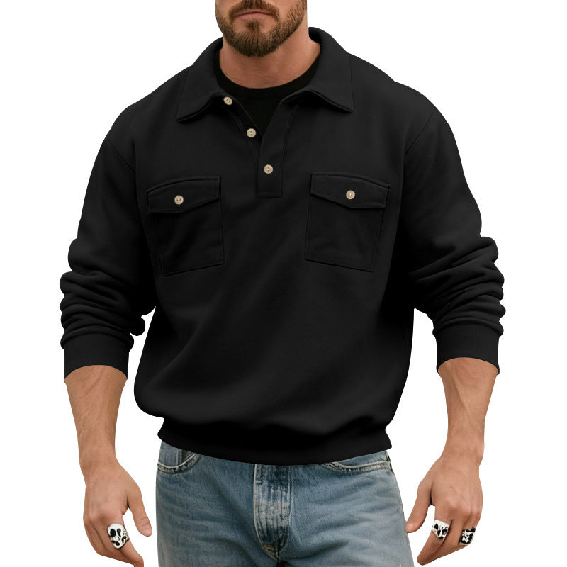 Herren nan Pullover med polokrave og påsatte brystlommer Skovae