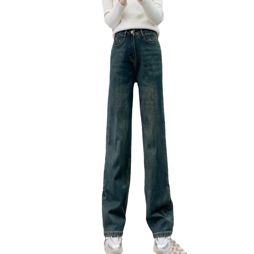 Dame brede high-waist jeans med elegant snit og minimalistiske detaljer Stilla