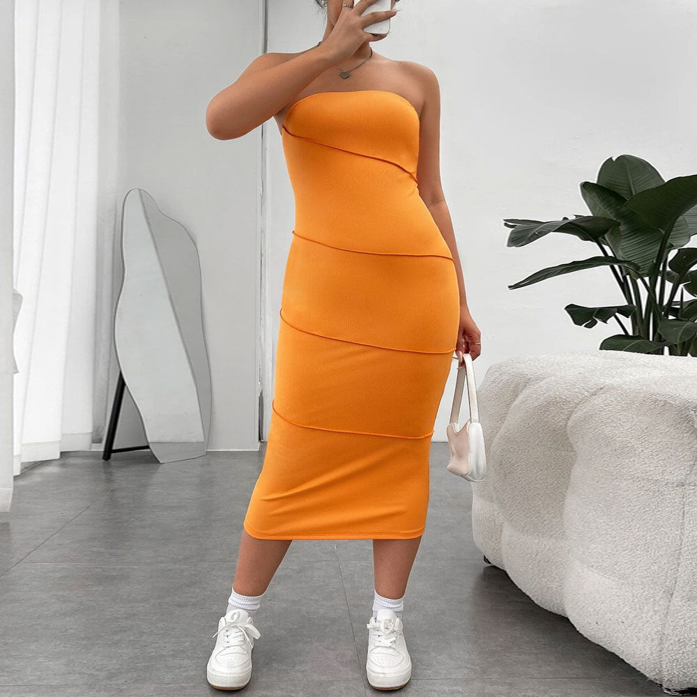 Dame figurtilpasset maxikjole i enkelt design med elastisk overdel Stilla