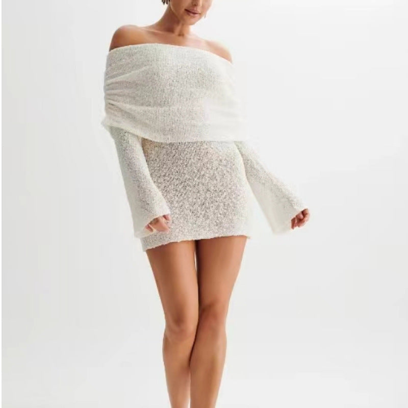 Femme Off-Shoulder Struktureret Mini Kjole Stilla