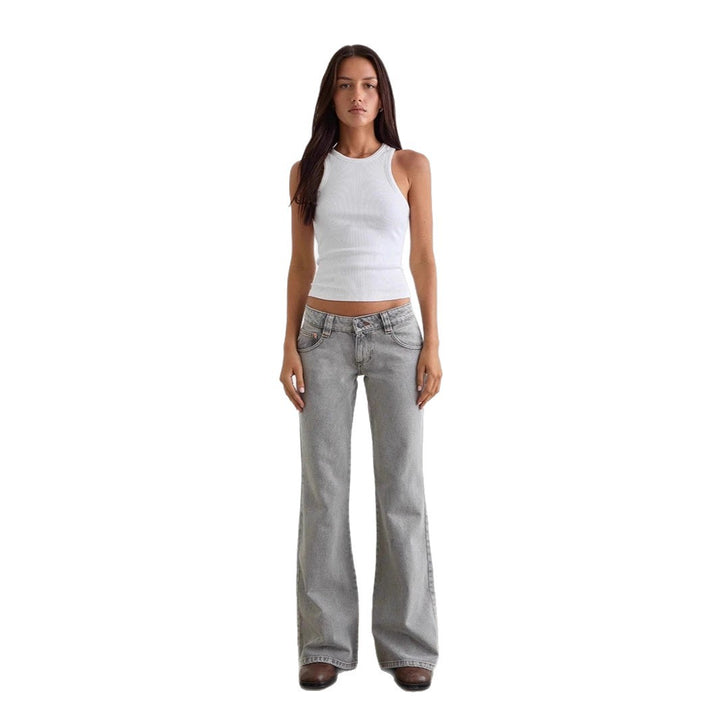 Dame bootcut jeansbukser med høj talje og moderne snit Skovae