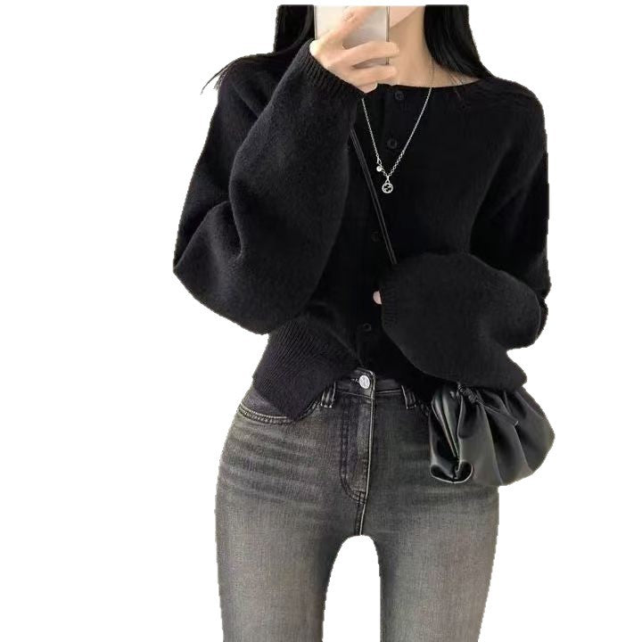 Kvinderne cropped cardigan med knaplukning og oversized ærmer Stilla