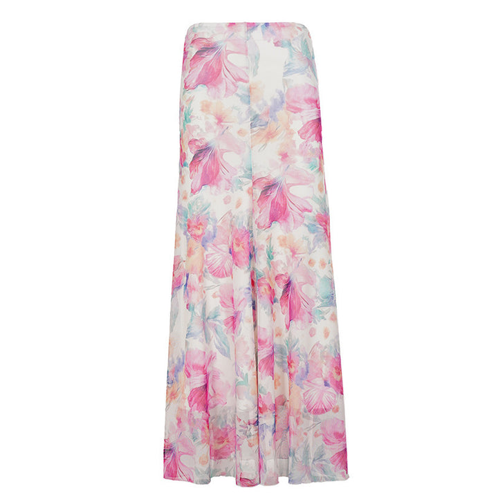 Damen Maxi-Rock mit floralen Mustern und fließendem Schnitt Skovae