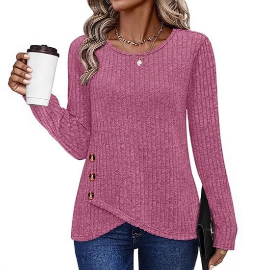 Damer fashionable og casual top med knapdetaljer Stilla