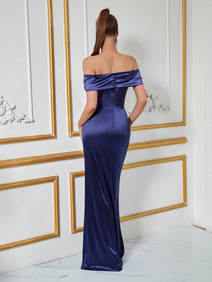 Damer Sexy Festkjole med Off-Shoulder Design og Elegant Slids Stilla