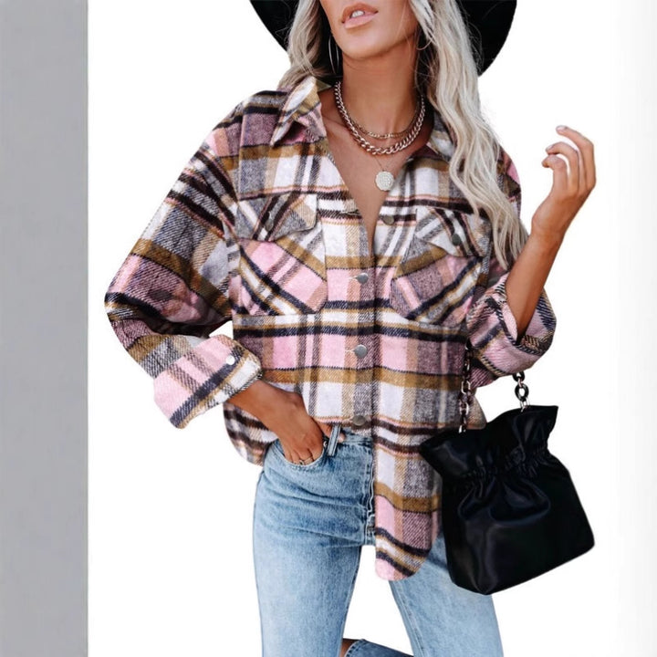 Dame Karo Overshirt med knaplukning og brystlommer Stilla