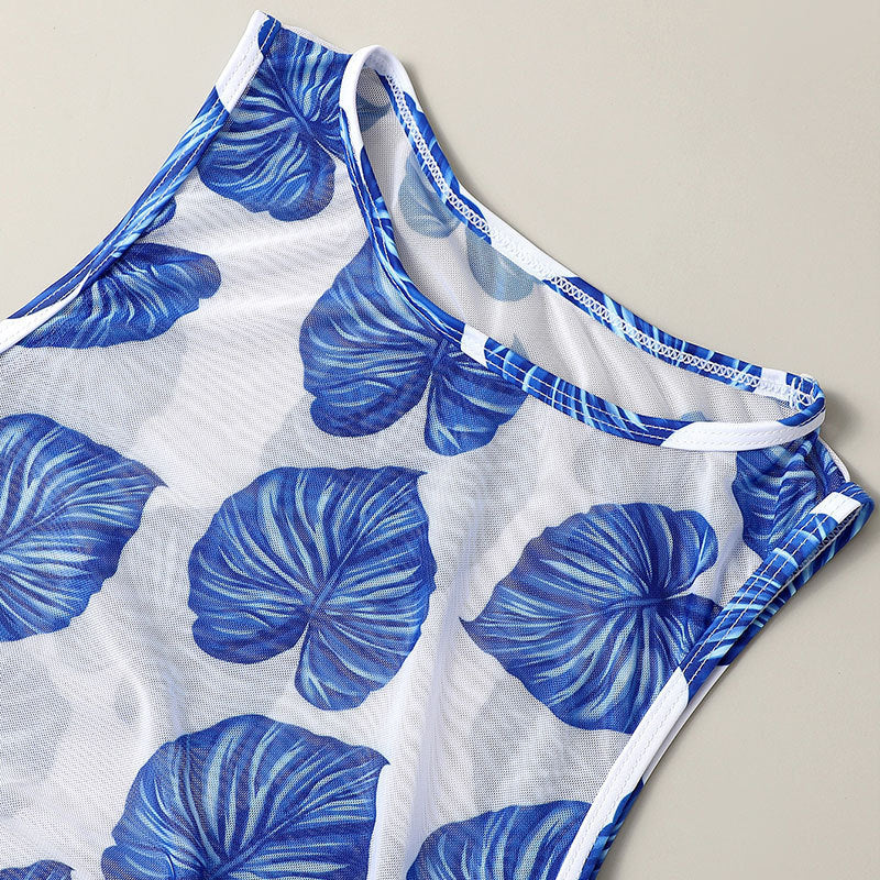 Dame ærmeløs strandkjole med elastisk taljejustering Skovae