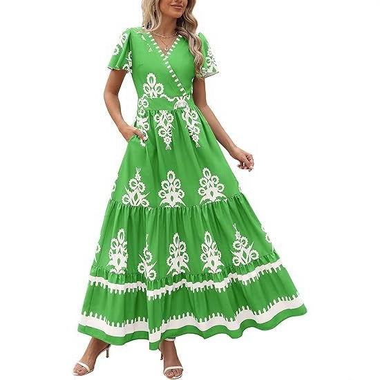 Dame Maxikjole med romantiske broderier Stilla