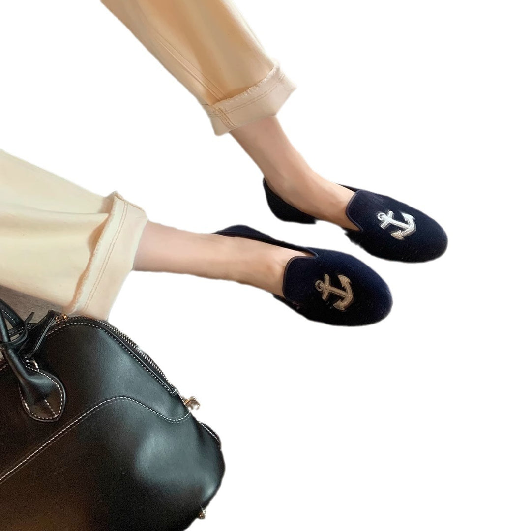 Dame broderet velour slip-ons Stilla