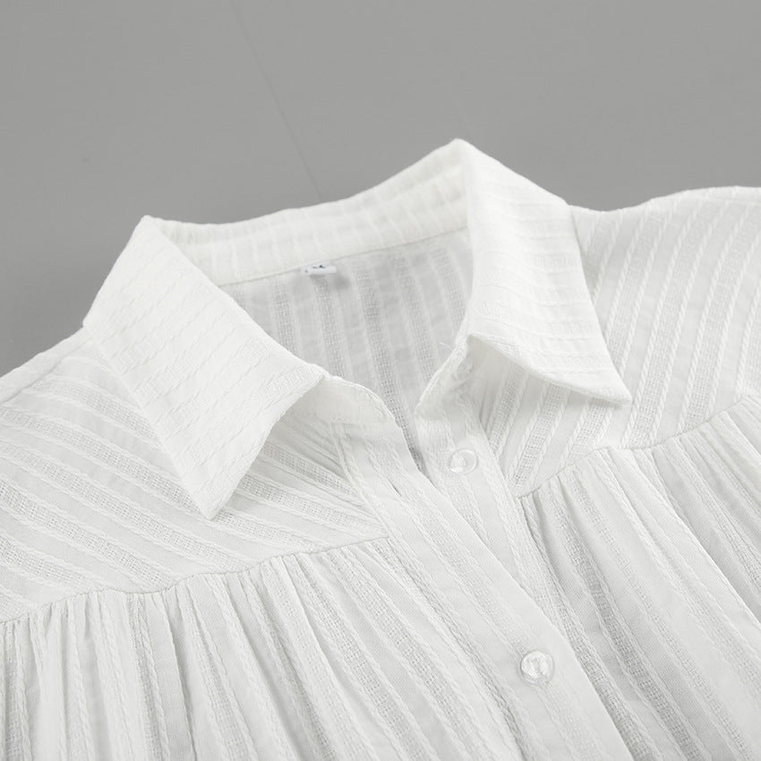 Dame Oversized Bluse med voluminøse ærmer og struktureret design Stilla