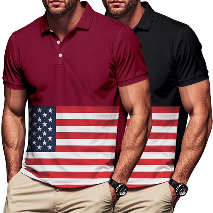 Herre polo skjorte i patriotisk stil med flagemotiv Stilla