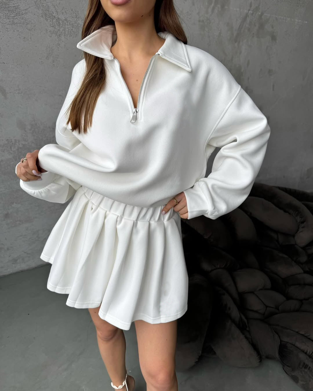 Dame sporty sweater med lynlås Stilla