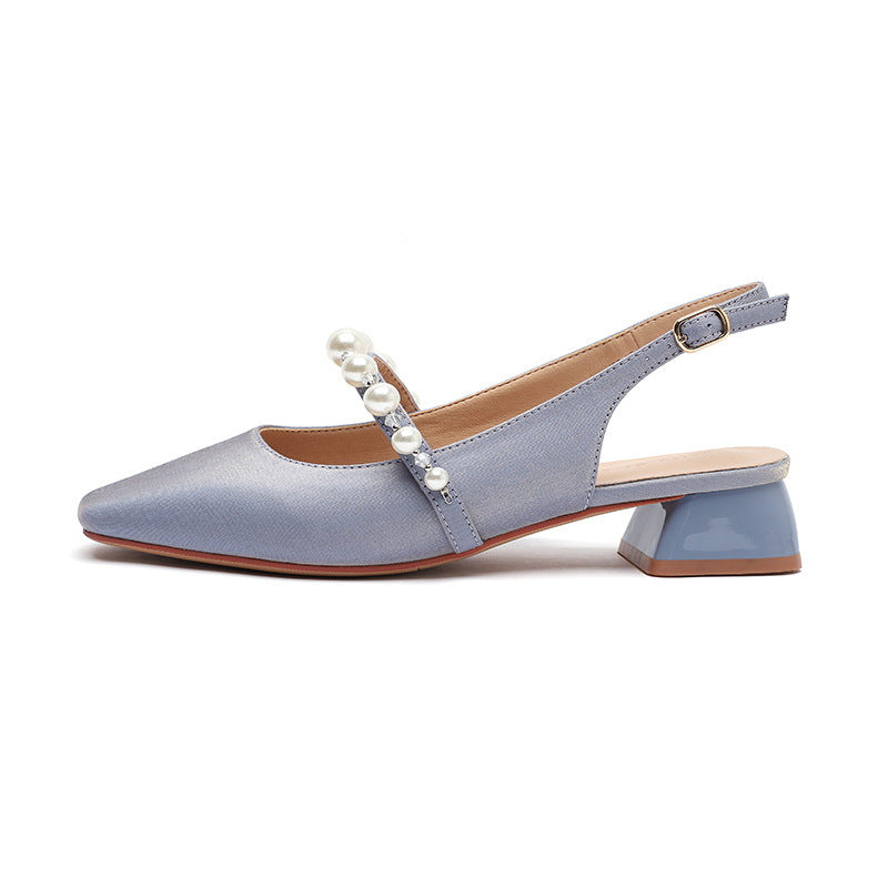 Dame Elegante Slingback Spidsesko med Perle Accent Stilla