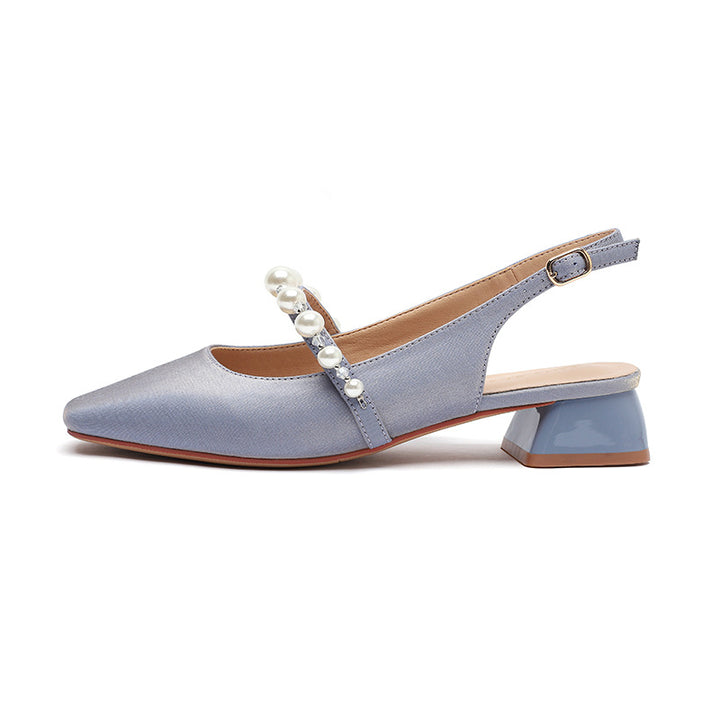 Dame Elegante Slingback Spidsesko med Perle Accent Stilla