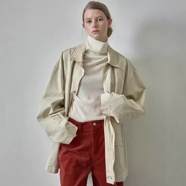 Kvinders Oversized Utility Jakke med robust stof og praktiske lommer Stilla