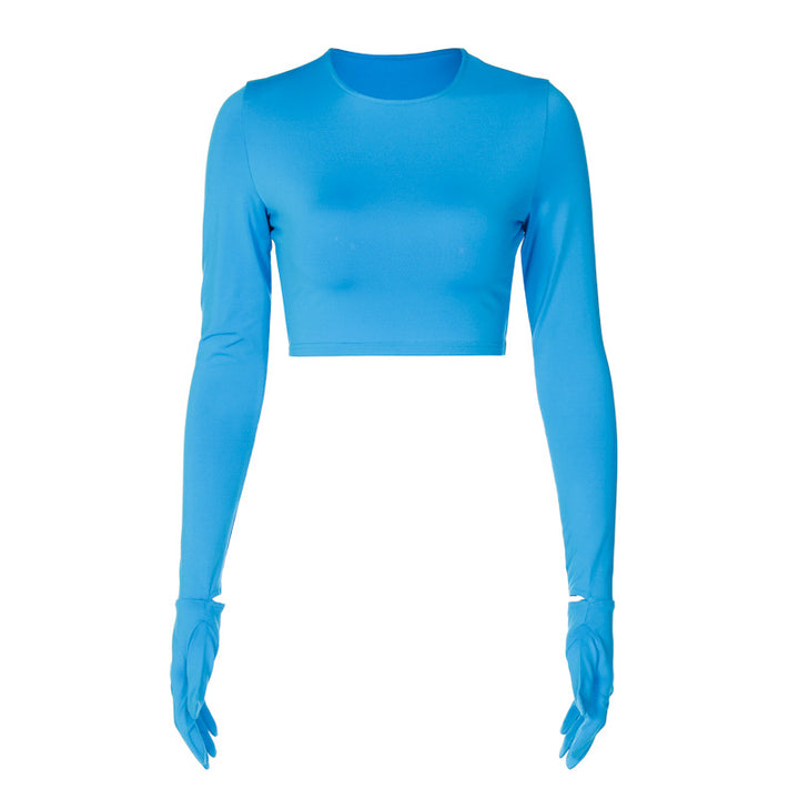 Dame Crop-Top med lange ærmer og elastisk materiale Stilla