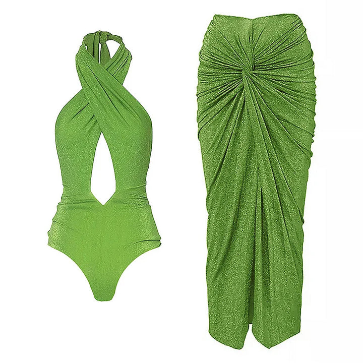 Dame glamourøs én-piece badedragt med raffineret snit Skovae