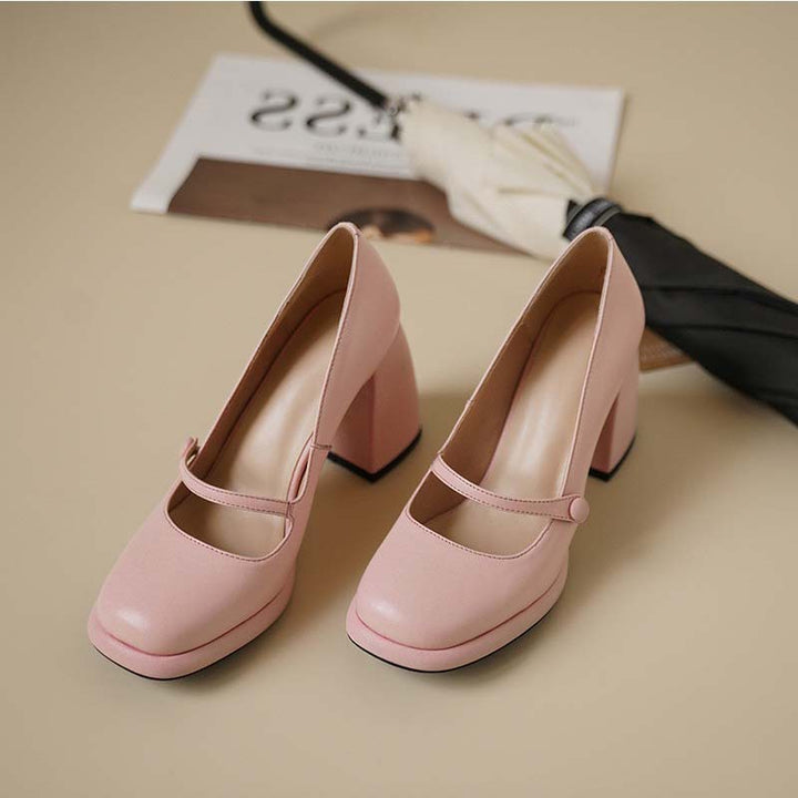Femme Chunky Heel Mary Jane Pumps med dekorativ strop Stilla