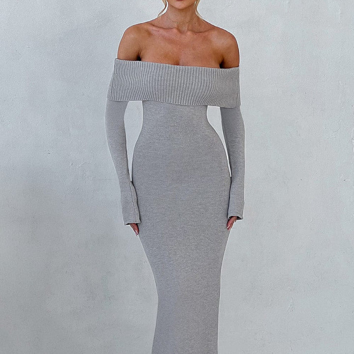 Dame Off-Shoulder Maxikjole med lange ærmer Stilla