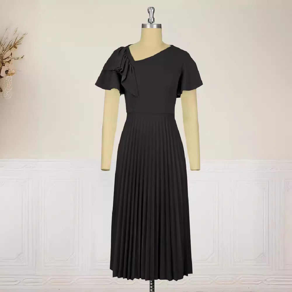 Damer elegant plisseret kjole med asymmetrisk ruffle-detail Skovae