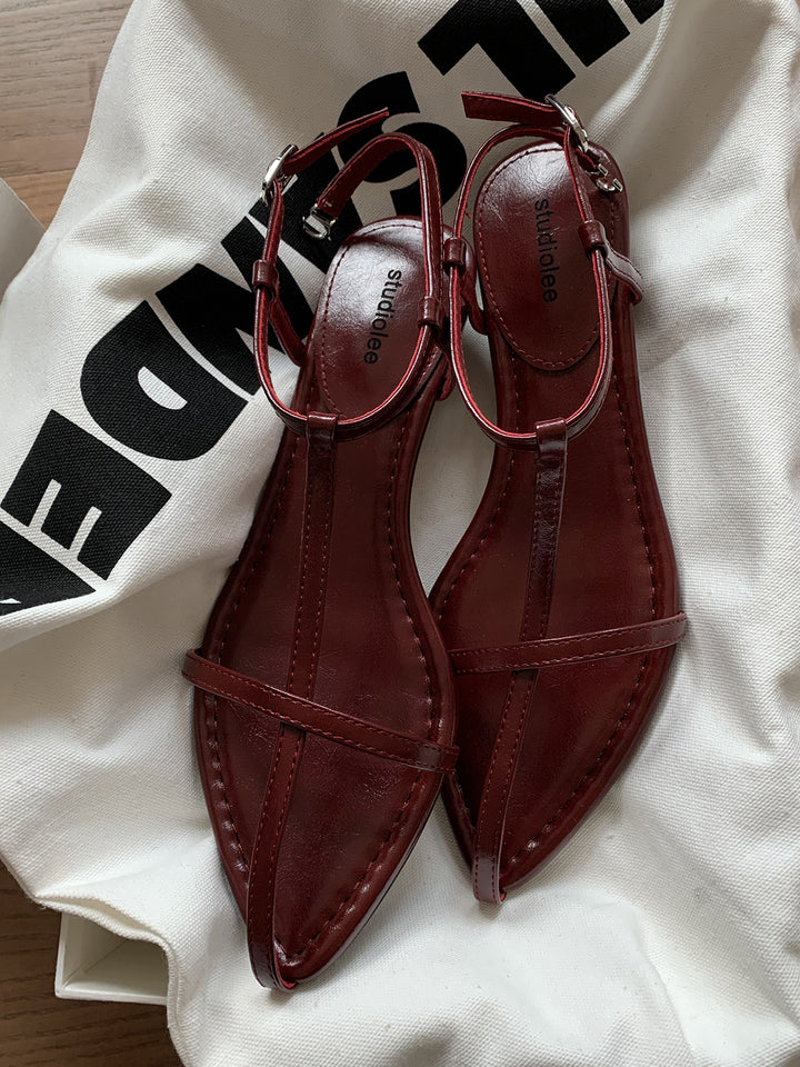 Damer Elegante Rem Sandaler Flade med Justerbar Ankelsnor Stilla