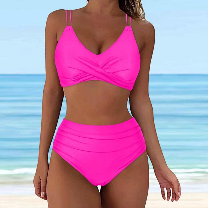 Dame High-Waist Bikini med elegant indpakningsdesign og justerbare stropper Skovae