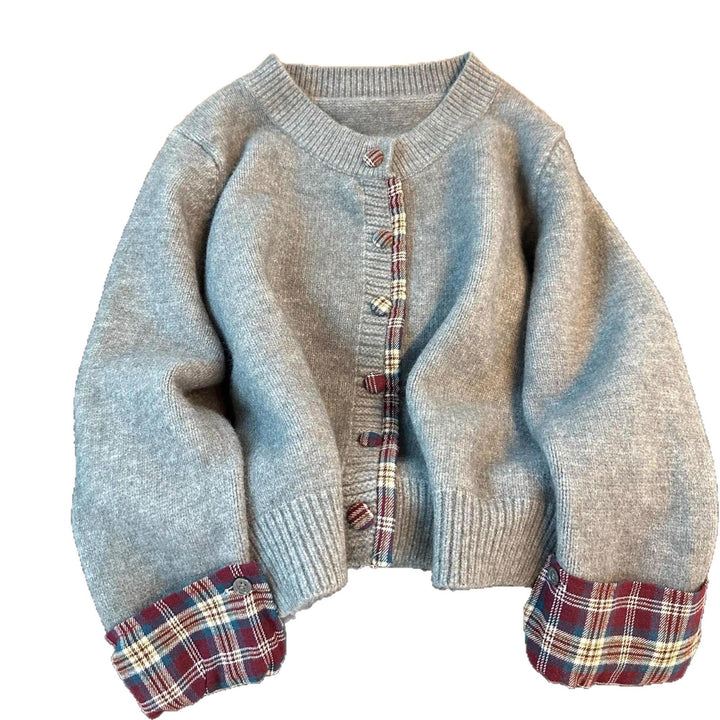 Damer Cozy Cardigan med Ternet Mønster Stilla