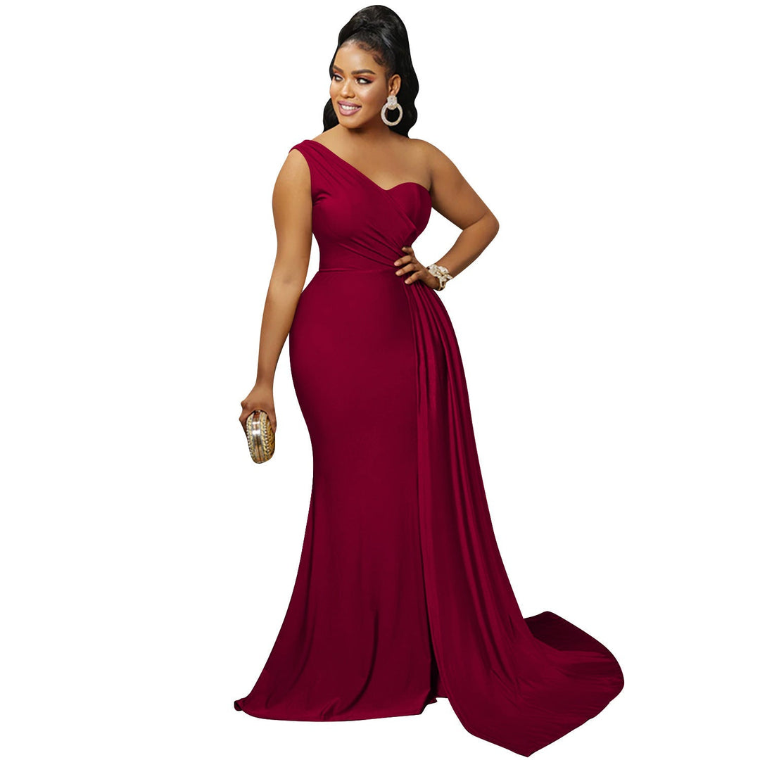 Stilla | Farve Party Tight One Shoulder Sleeve Dress Maxi Dress Kvinder