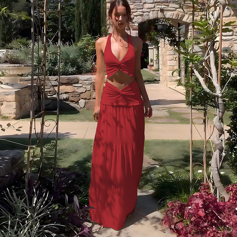 Dame Boho-maxikjole med raffineret cut-out-design og flydende nederdel Stilla