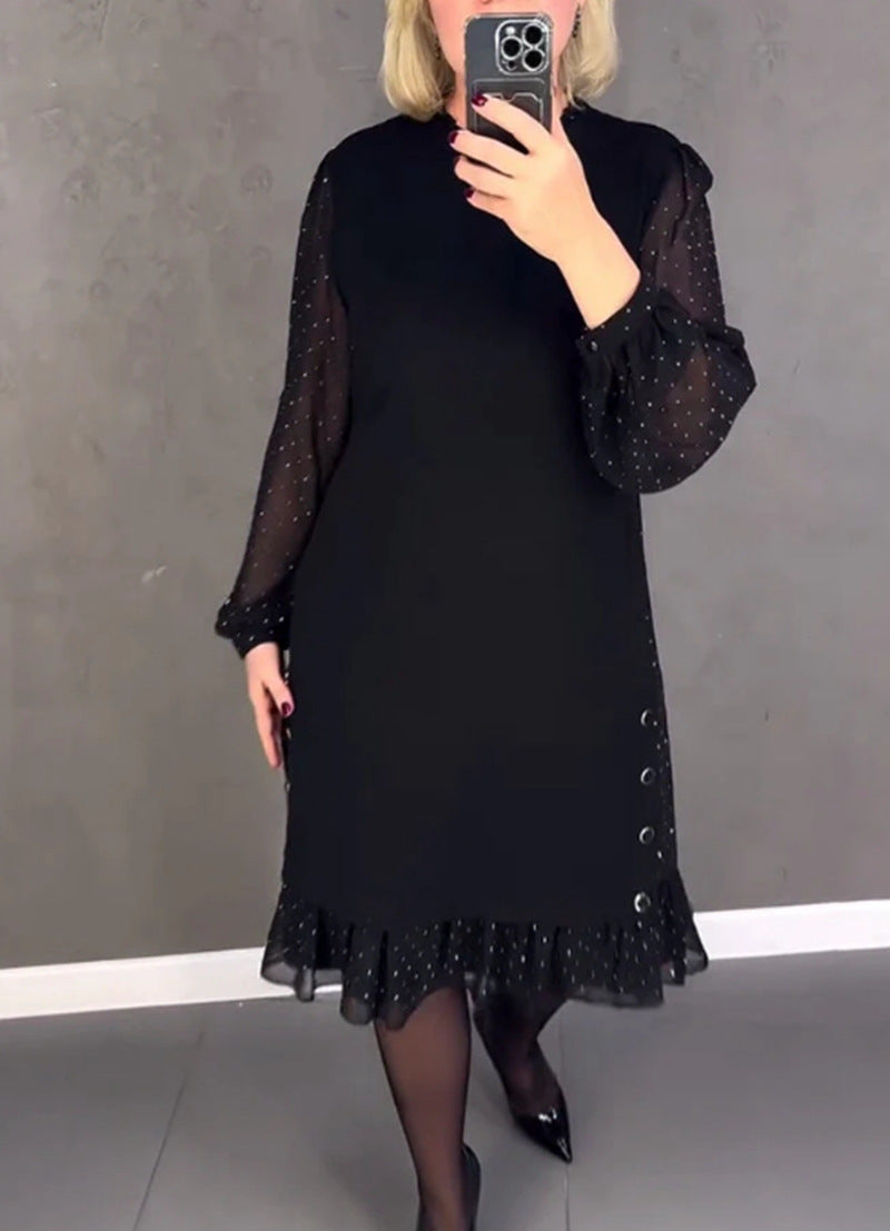 Dame Elegant Kjole med Voluminøse Ærmer og Udsnit Hem Skovae