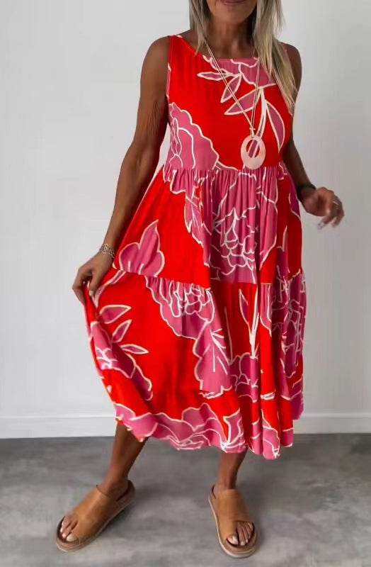 Dame Trendy Maxikjole med asymmetrisk snit og blomsterdesign Stilla