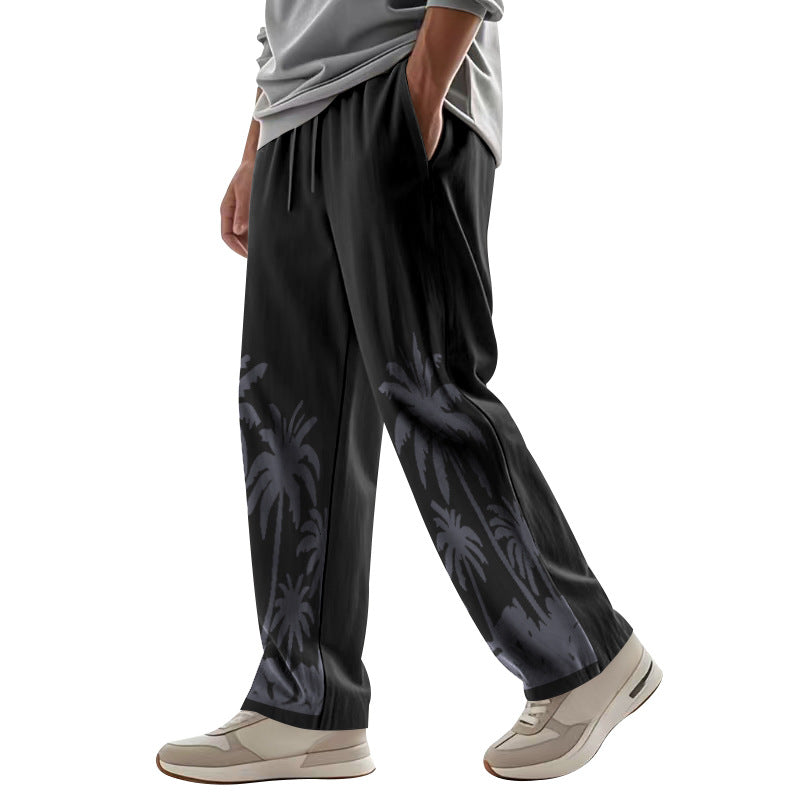 Herre casual joggingbukser med palmemotiv og elastisk talje Stilla